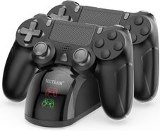 PS4 Controller Charger, Fast Dual USB P4 Controller Charging Station P4 / PS4 Slim/P-S4 Pro Charging Dock Stand Station 4 Thumb Grips