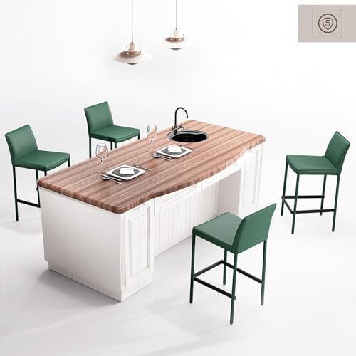Single Bar Stool, Full Leather Bar Chairs, Kitchen Chairs with Backrest, Counter Stool, Bistro Stool with Footrest, Metal Frame, for Kitchen, Living Room, Bar, Retro, Dark Green