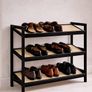 3 Tier Bamboo and Rattan Shoe Organiser Rack  Eco Friendly, Durable, Easy Assembly Compact Design for Entryway, Closet, or Hallway  Stylish and Functional Storage Black and Natural Image 2