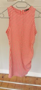 Zara red gingham dress with ruching detail