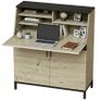 Industrial Secretary Desk with Shelves and Metal Frame 100 cm Natural Wood and Black Image 7
