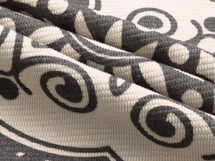 4ft Circle Rug Round Area Rug Cotton Woven Rug with Tassels Washable Mandala Black White Printed for Bedroom Livingroom Kitchen (FREE POSTAGE)