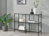 Console Table 100 x 30 x 73 cm Hallway Table Sideboard Side Table Steel Frame Tempered Glass Black