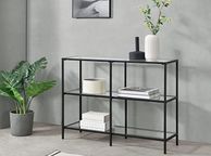 main image for ad Console Table 100 x 30 x 73 cm Hallway Table Sideboard Side Table Steel Frame Tempered Glass Black