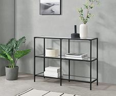 Console Table 100 x 30 x 73 cm Hallway Table Sideboard Side Table Steel Frame Tempered Glass Black