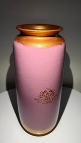 Vintage W Germany 505-41 Pottery Vase - Hand Painted - Pink Copper - Upcycled