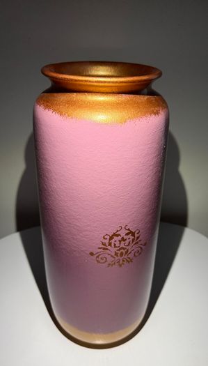 Vintage W Germany 505-41 Pottery Vase - Hand Painted - Pink Copper - Upcycled