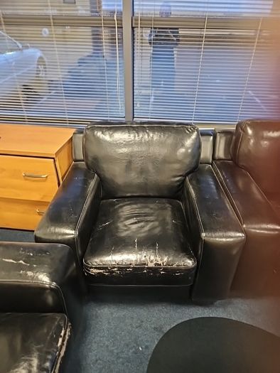 black leather sofa