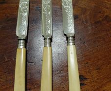Antique Engraved Table Knives Set of 3