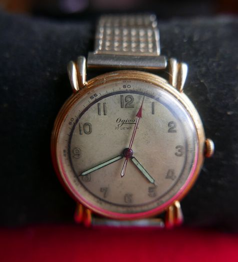 Vintage OGIVAL SWISS Made WW2 Era Watch, 17 Jewels, Rare Collectable Watch, Circa 1940's-Serviced-works well
