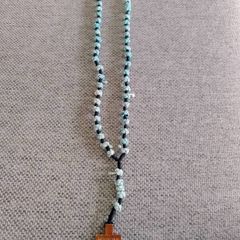 Lourdes rosary beads hand knotted with wooden cross crucifix in good condition with no issues FREE STANDARD POSTAGE INCLUDED