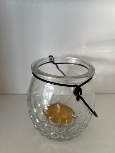 Metal Handle Candle Snuffer. Silver Finish. Moveable Head. With Hanging Tea Light. In Excellent Condition.