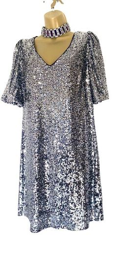Kelly Brook Silver Sequin Dress