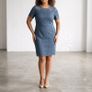 Reiss Slate Blue Textured Scalloped Bodycon Pencil Dress 14UK/42EU Image 3