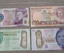 various 20 sterling notes.