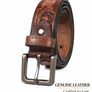 Unisex Genuine Leather Tooled Belt Vintage Floral Western Leather Belt Image 10