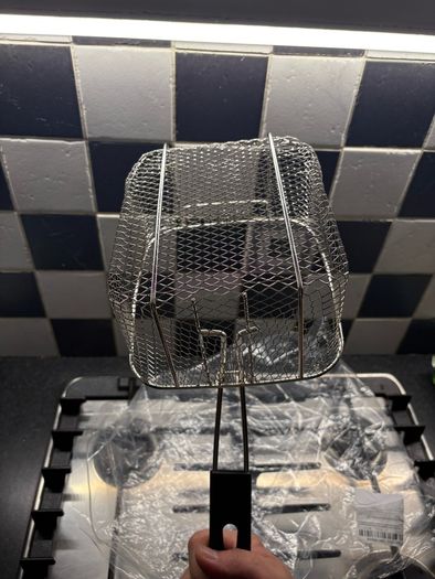 Stainless Steel Fryer Frying Basket Rectangle Wire Mesh Strainer with Long Handle Frying Cooking Tool Kitchen Cooking Tool for 6L fryer