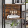 _Bookcase Ladder Shelf 14 Shelves Metal Frame Living Room Study Office Industrial Design 158 x 24 x 166 cm Vintage Brown/Black Image 5