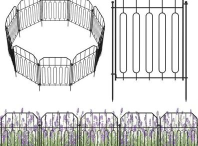 Garden Fencing,19 Pcs Temporary Fencing Animal Fence Barrier, Decorative Metal Fencing