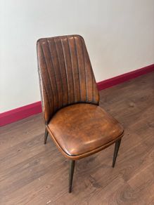 Brown Leather Dining Chairs x 3