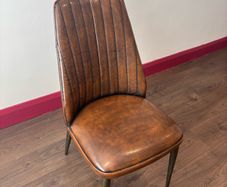Brown Leather Dining Chairs x 3