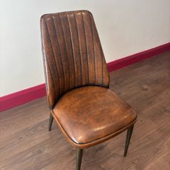 Brown Leather Dining Chairs x 3