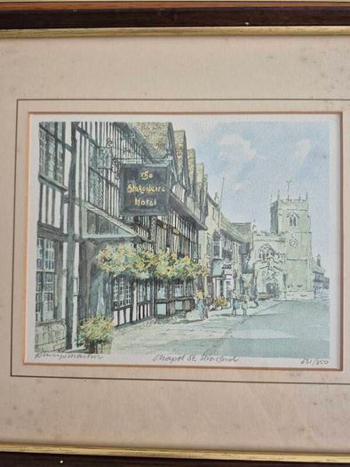 Pair of Framed Martin Goode Limited Edition Prints Stratford upon Avon Street Scenes