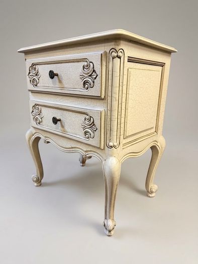 Pair of Vintage French Crackle-Glaze Bedside Tables