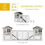 2 in 1 Rabbit Hutch Outdoor Guinea Pig Hutch Bunny Run Double Main House with Run, No-Leak Tray 259 x 64 x 92cm, Grey Image 3