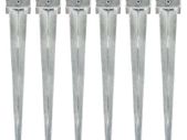 Ground Spikes 6 pcs Silver 12x12x89 cm Galvanised Steel