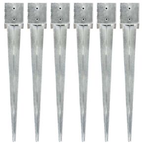 Ground Spikes 6 pcs Silver 12x12x89 cm Galvanised Steel