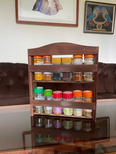 Vintage Wooden Two Tier Counter or Wall Hanging Spice Rack