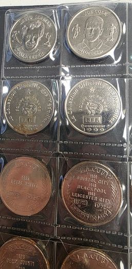 Vintage Football Token Album Lot - 1972 Esso FA Cup Centenary, England & France Squad Medals