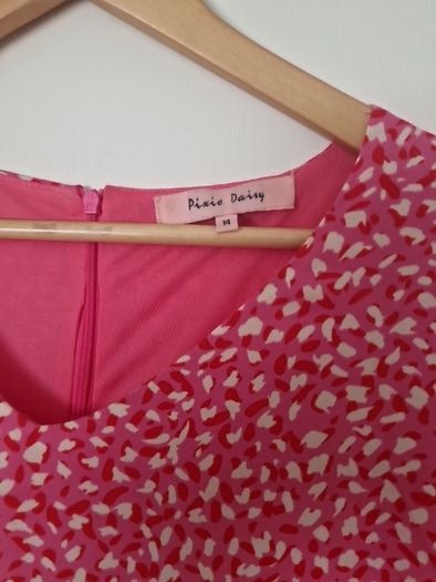 Pink midi dress.