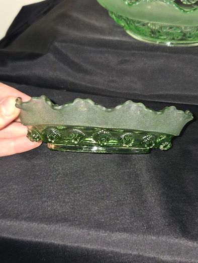 Collection of Art Deco Green Glass Scalloped Edge Bowls