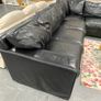 Black Faux Leather Corner Sofa Image 3