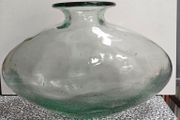 Large Heavy Seeded Glass Vase / Decorative Bottle (35cm x 24cm)