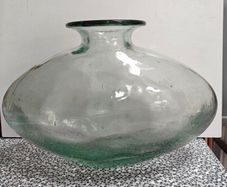 Large Heavy Seeded Glass Vase / Decorative Bottle (35cm x 24cm)