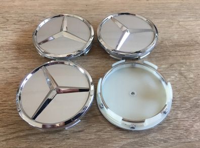 4 x Alloy Wheel Centre Caps 75mm for Mercedes Benz New Silver
