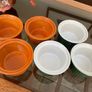 Vintage Mixed Set Emile Henry Ramekins Brown and Green Ribbed Oven to Tableware Set of 6 1980s 2000s Image 2