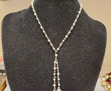 M&S Faux Pearl Drop Necklace with Crystal Pendants