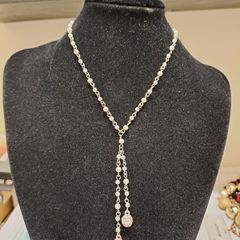 M&S Faux Pearl Drop Necklace with Crystal Pendants