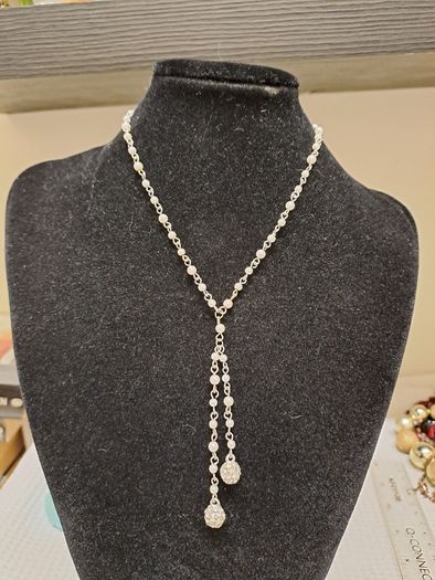 M&S Faux Pearl Drop Necklace with Crystal Pendants