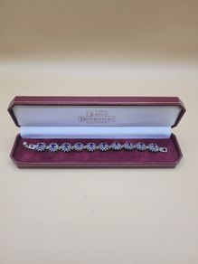 Vintage Sterling Silver Marcasite & Amethyst Bracelet