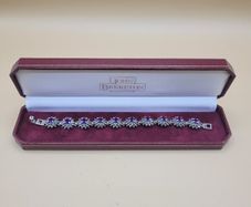 Vintage Sterling Silver Marcasite & Amethyst Bracelet
