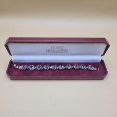 Vintage Sterling Silver Marcasite & Amethyst Bracelet
