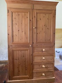 Solid Pine Combination Wardrobe with Drawers