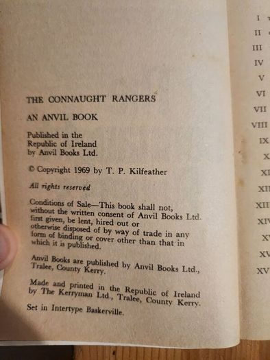 The Connaught Rangers. By T.p. Kilfeather. 1969 Rare Out Of Print First Edition Paperback In Good Condition. See Photos For Same.