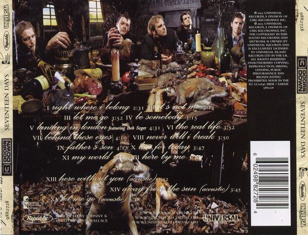 3 Doors Down "Seventeen Days" CD, Album, Reissue, Special Edition