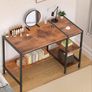 Home Office Corner Gaming Desk, Computer Desk with Storage Shelves, Vanity Table, Wood Metal Writing Study Workstation,Rustic Image 5